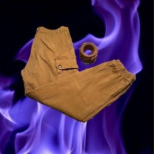 Brown Cargo Pants with Belt